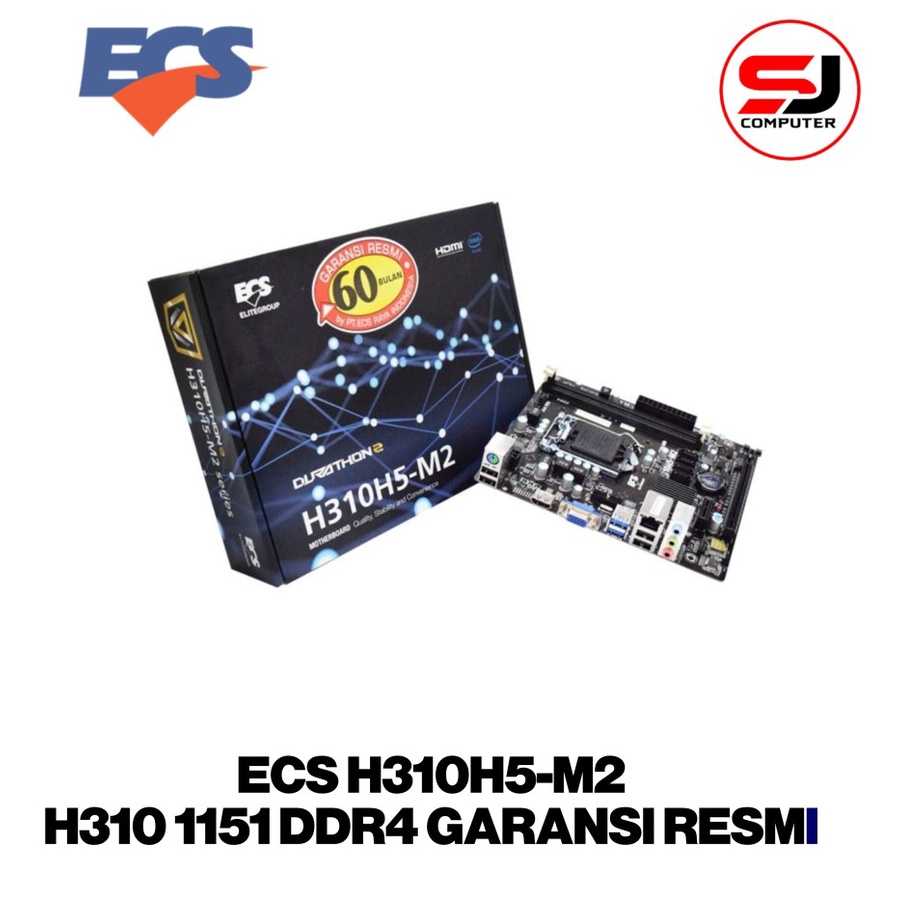 MOTHERBOARD ECS H310H5-M2 LGA1151, iNTEL H310, DDR4 GARANSI RESMI