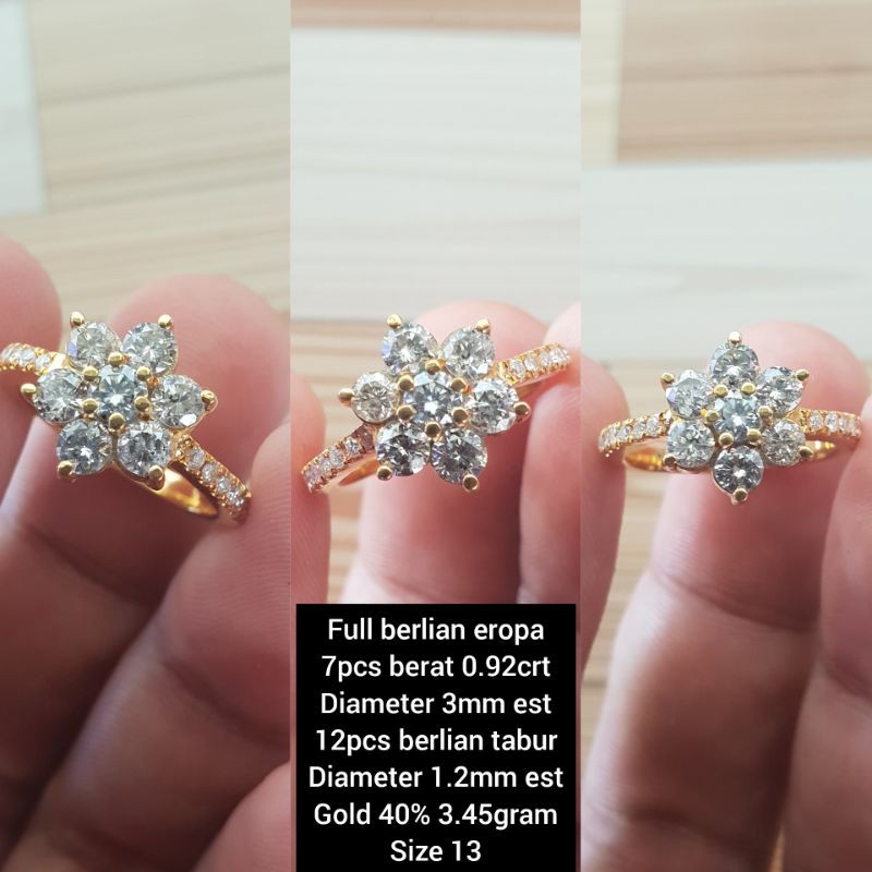 cincin model bunga Emas berlian