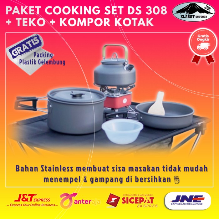 Jual Paket Nesting Cooking Set Ds Plus Teko Plus Kompor Kotak Camping Shopee Indonesia