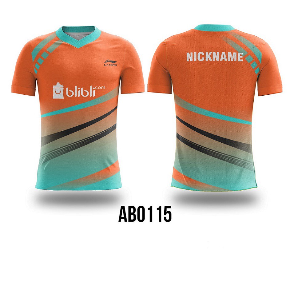 Kaos Jersey Badminton Bulutangkis Costum Full Print Size XS - XXXL Lining 1