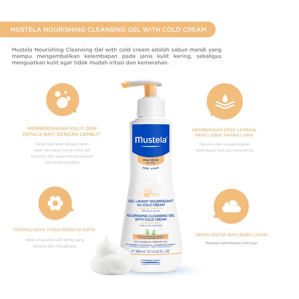 [PROMO] Mustela Nourishing Cleansing Gel With Cold Cream Sabun Mandi Bayi 300ml