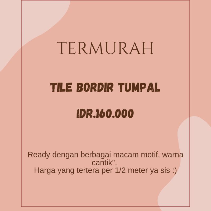 TERLARIS BRUKAT TILE BORDIR 3D ( MUTIARA ) harga per 1/2meter