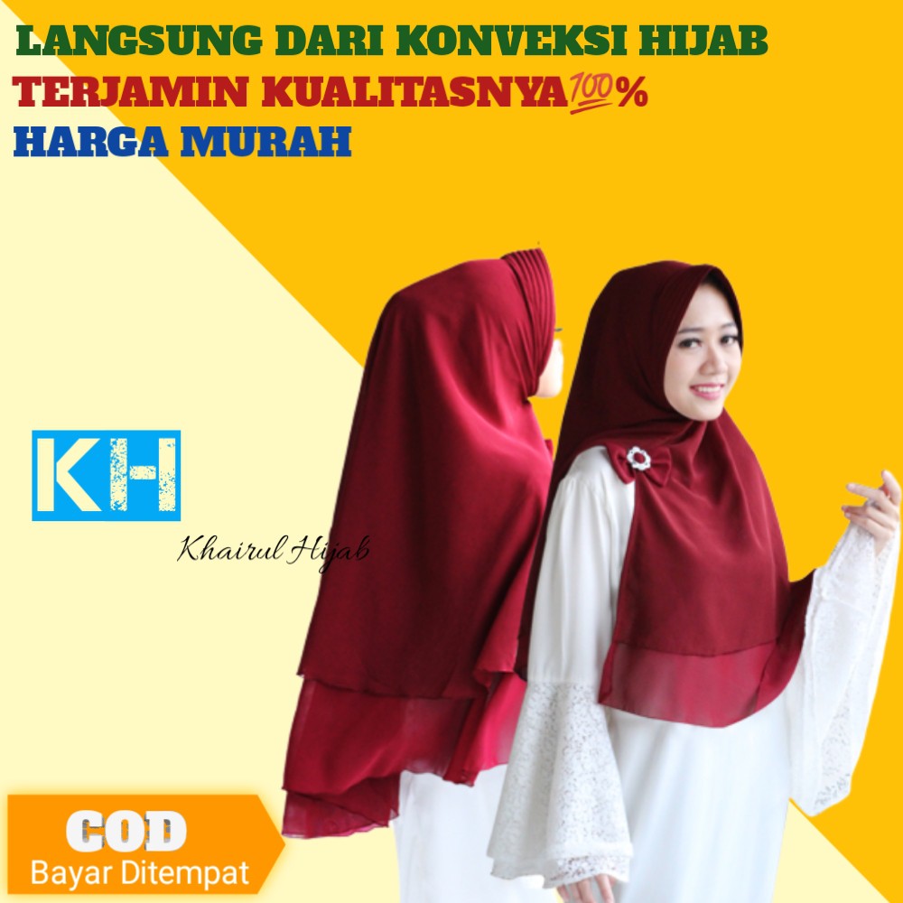 Kerudung Jilbab Hijab Khimar Syari Instant Instan Bergo Pet 2 Layer Terbaru Athala