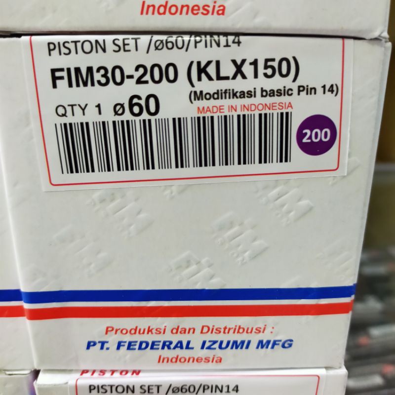Piston Kit Seher Set FIM 30 Izumi Racing KLX150 Dtraker Harian Diameter 58 58 5 59 59 5 60 pen 14-OS 200
