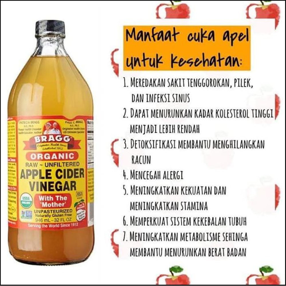 Cuka Apel Bragg Minuman Anik Anic Raw Unfiltered Apple Cider Vinegar 473 Ml Indonesia