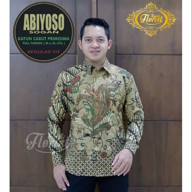 Kemeja Batik Pria Lengan Panjang ABIYOSO SOGAN Batik Lapis Furing / Batik Berfuring