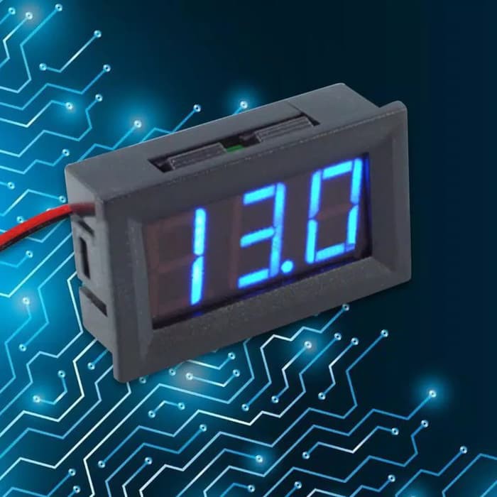 [DSP-9030] MINI DC VOLTMETER DENGAN FRAME 0.56&quot; 4.5-30V DC 2 KABEL - BIRU