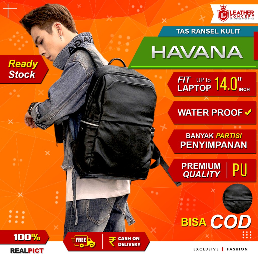 Tas Ransel Pria Kulit / Tas Pria Kulit / Ransel Backpack Pria (HAVANA)