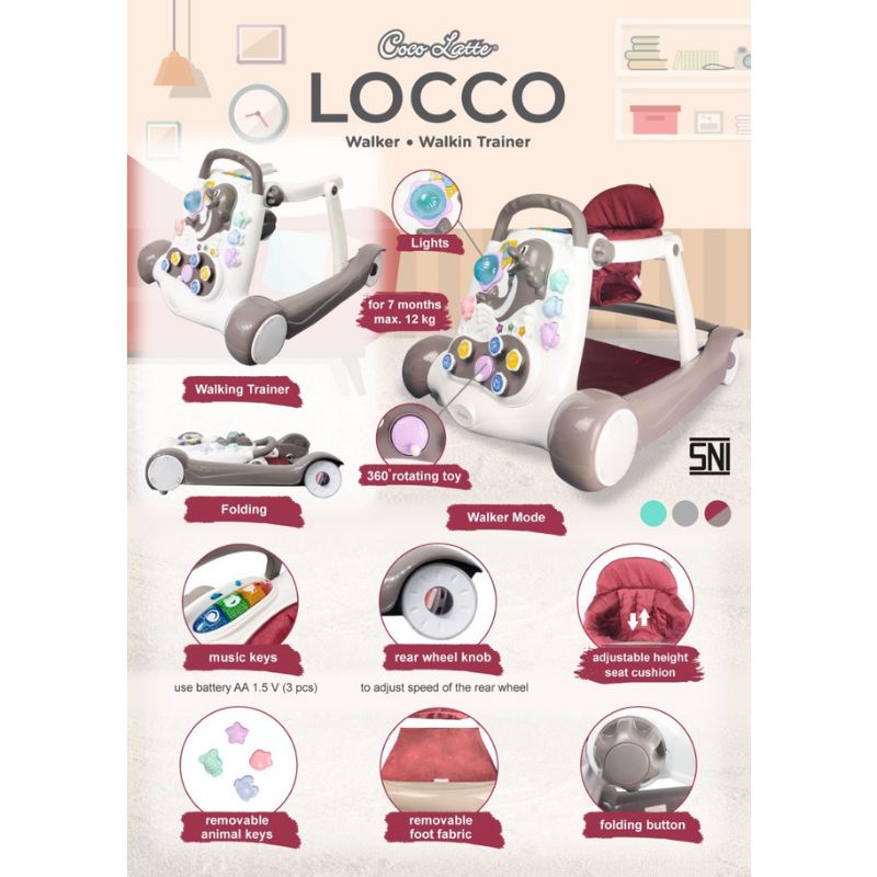 Cocolatte Locco 2in1 Baby Walker - push walker