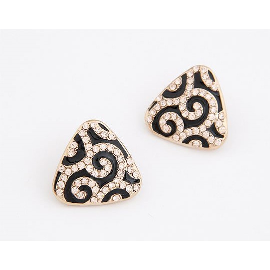 LRC Anting Tusuk Eco Leopard Glassess Triangle Design Alloy Stud Earrings