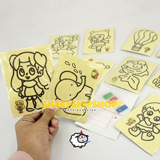(ECERAN) MAINAN GAMBAR MEWARNAI PASIR KECIL 11,5x8,5Cm Mainan Edukasi Anak