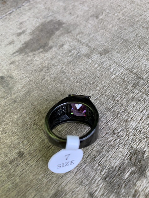 Cincin Casual Pria Akik Kecubung Ungu Bungur Tanjung Bintang Purple Amethys Ring Hitam