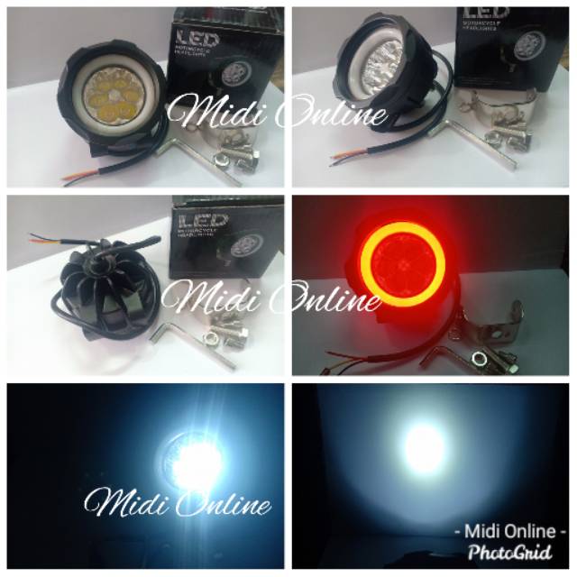 Lampu Tembak Sorot Daymaker Mini Bulat 6 Mata Plus Angel - Lampu Daymaker Mini Bulat 6 Led Plus Ring