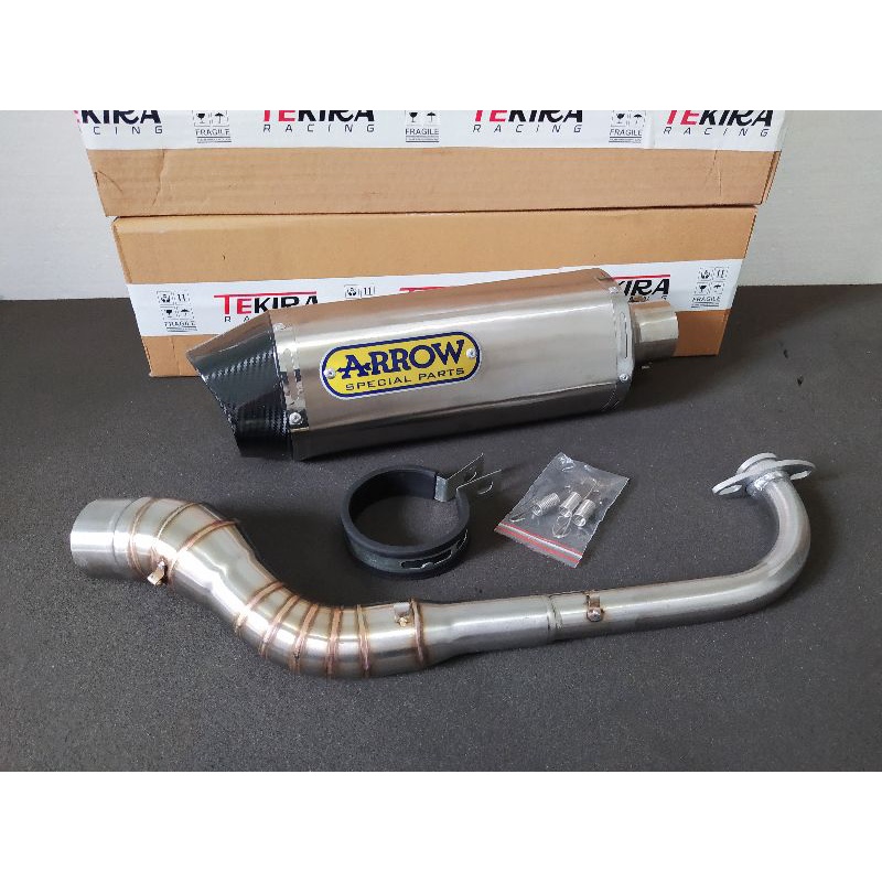 Knalpot Racing Arrow Thunder Ujung Carbon Astrea Grand Supra X Fit X125 X 125 Helm in Karisma 125 Re