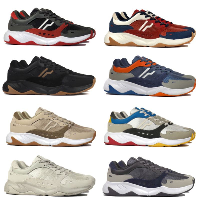 Sepatu Casual Sneakers Piero Ergo - Black Khaki Red Blue All Grey Original