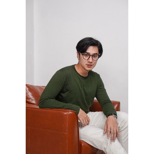 Kaos Polos Lengan Panjang 100%ASLI Cotton Combed 30S-11. Pjg. ARMY