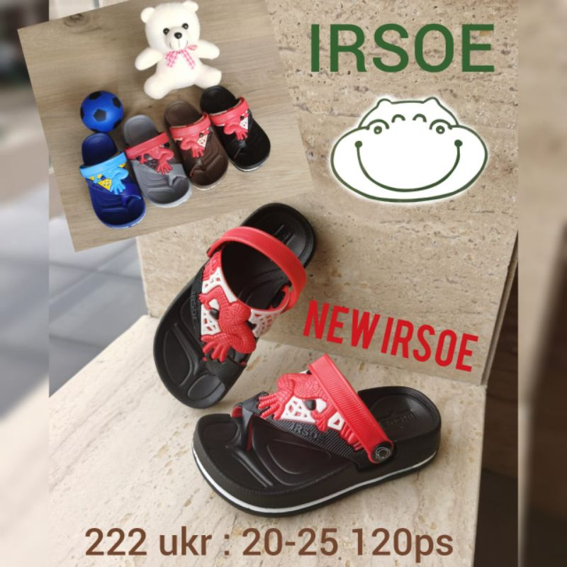 *NEW* Sandal IRSOE A222 SPIDERMEN TALI BELAKANG Jepit Jempol Tali Karet Anak Bayi Laki Size 20-25