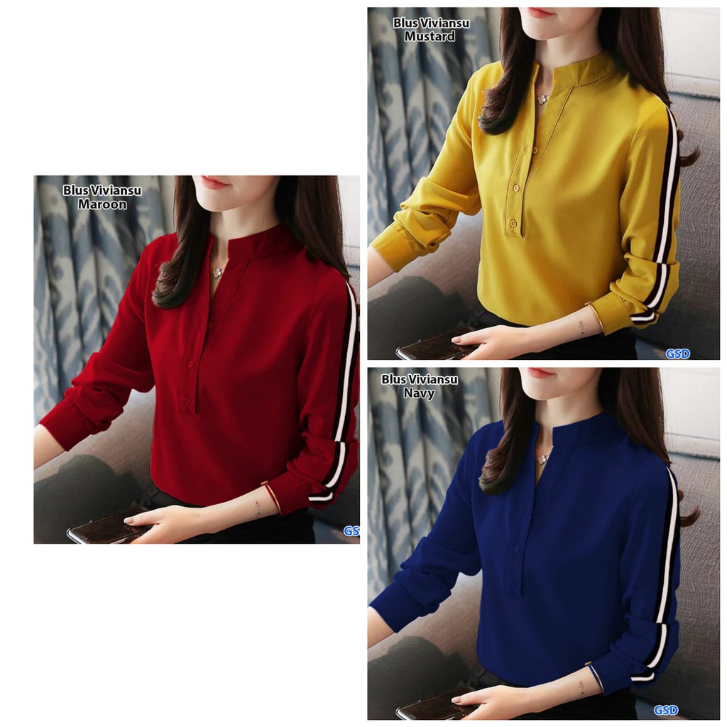 Blus viviansu/blus jumbo/atasan blus/blus lengan 7/9/atasan wanita/blus wanita/jual blouse cewek