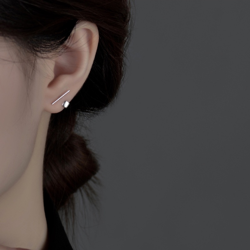 Papaozhu Chic Stainless Steel Hook Mini Bar Stud Anting Untuk Wanita Perempuan Gaya Punk U Shape Stick Earring Jewelry