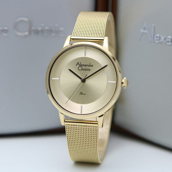 JAM TANGAN WANITA ALEXANDRE CHRISTIE AC 2853 GOLD ORIGINAL BERGARANSI