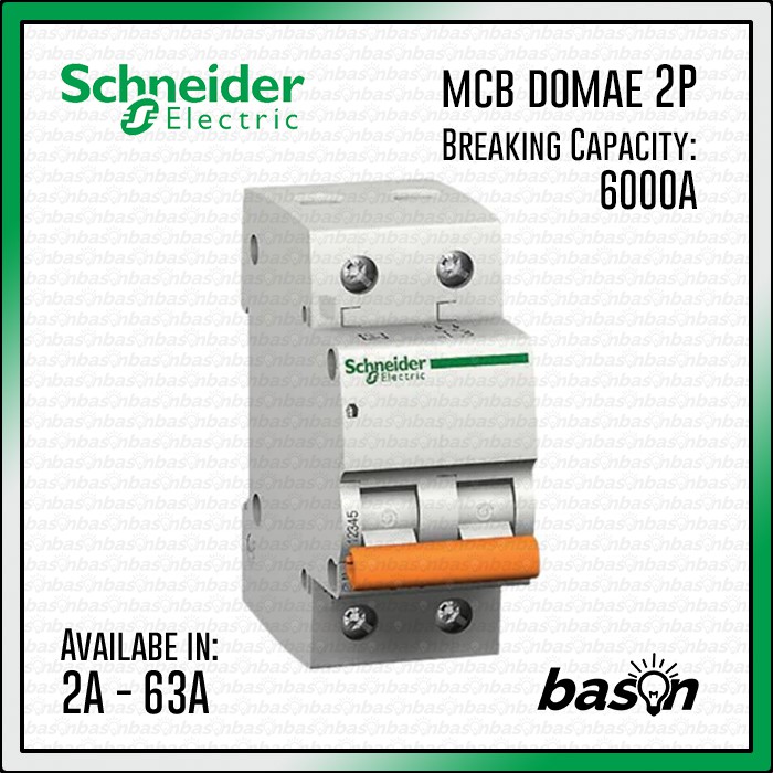 SCHNEIDER MCB Domae 2Phase - 2A - 4A - 6A - 10A - 16A - 20A - 25A - 32A - 40A - 63A - MCB 2 fase 2P