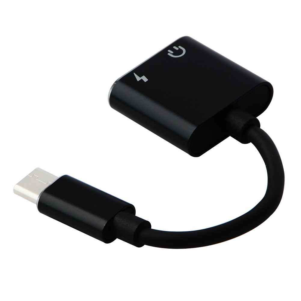 Adapter USB Type C to AUX 3.5mm Headphone + USB Type C - W1O33 - Black