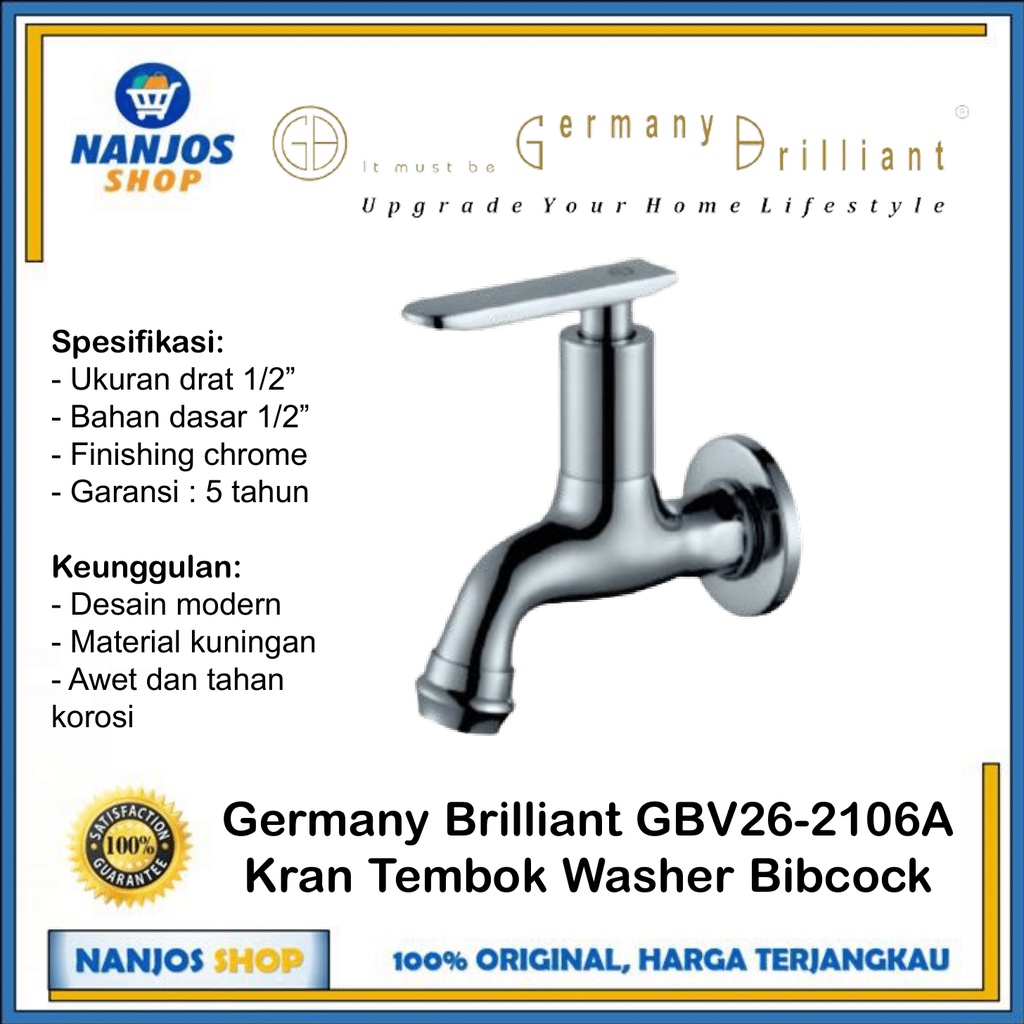 Germany Brilliant Keran Kran Tembok Wall Tap Gbv 26 2106a Gbv26 2106a