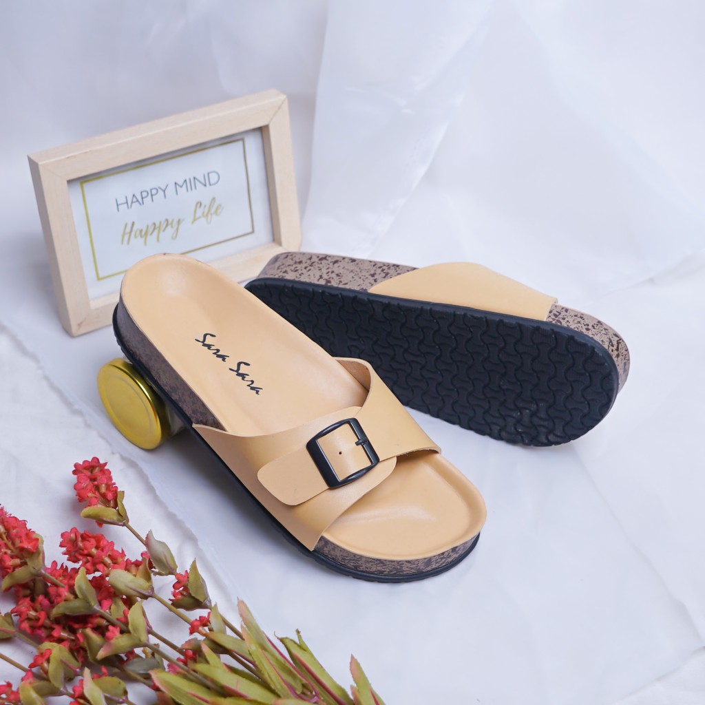 Sara Sara Billy Sandal Selop Wanita Model Birken Sendal Slop Casual Cantik Ban Satu Size 36-41