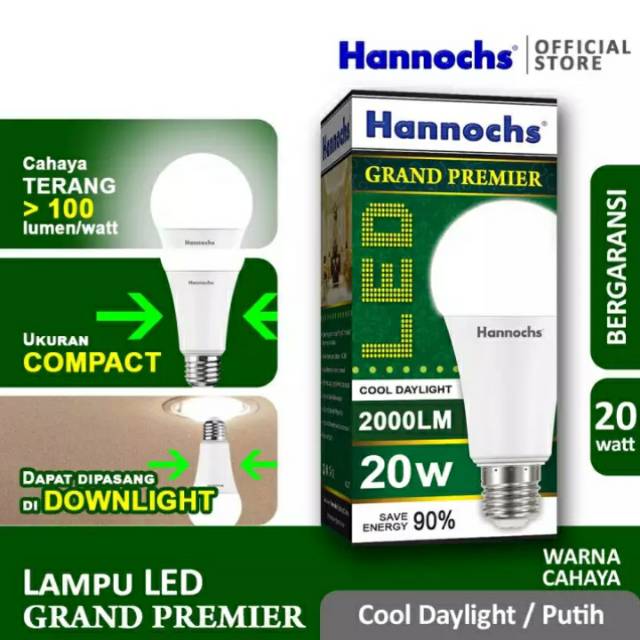 Lampu Led Hannochs 20w / 20 Watt / 22w / 22 Watt GRAND PREMIER / Bolam