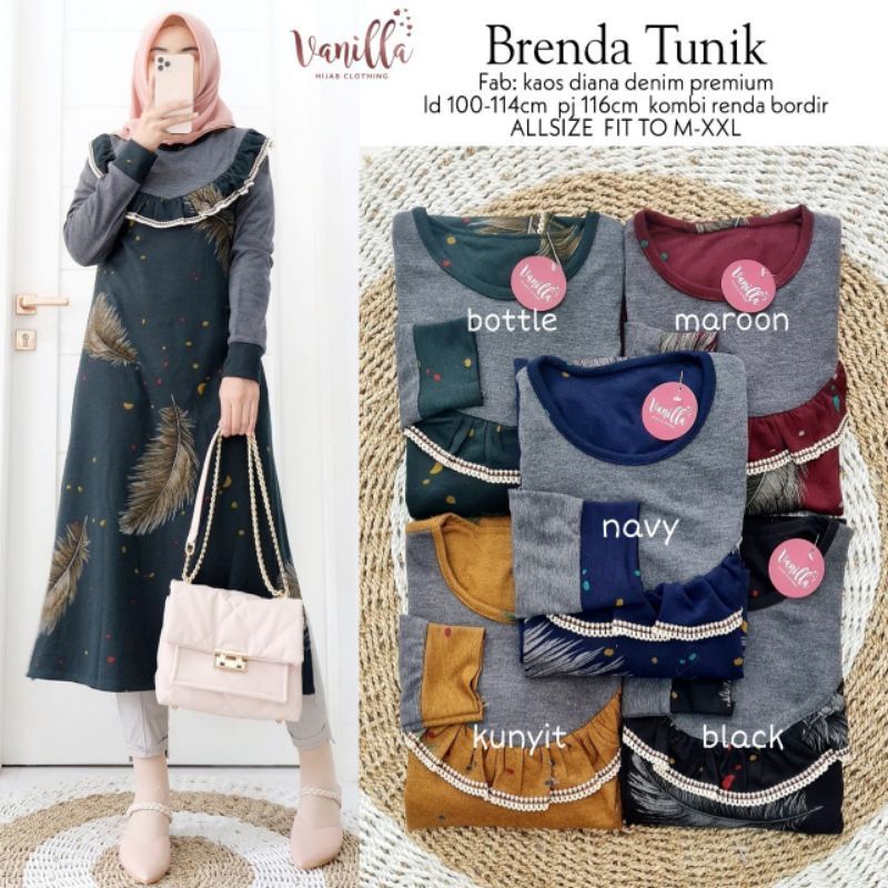 AM - Brenda Tunik Wanita Denim Diana Atasan Muslim Wanita Premium LD100+ / R.23 - 275-6106