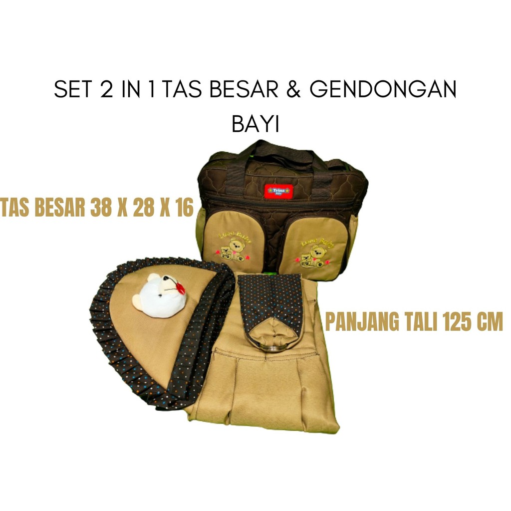 SET 2 IN 1 TAS BAYI BESAR DAN GENDONGAN SAMPING BONEKA TERMURAH