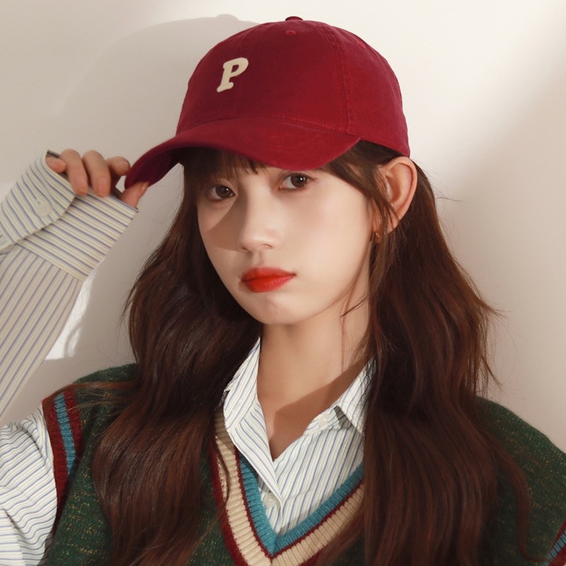 Topi Baseball Motif Tulisan P Gaya Korea Untuk Olahraga