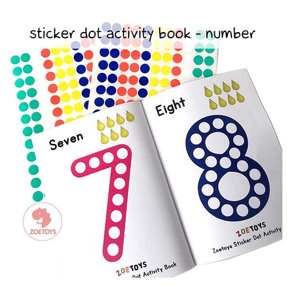 Zoetoys Reusable Sticker Dot Activity Set Book | Christmas Alphabet Hijaiyah Number Vehicle Animal Disney Princess | Color Dot Activity Card Kartu Aktivitas Mainan Edukasi Anak