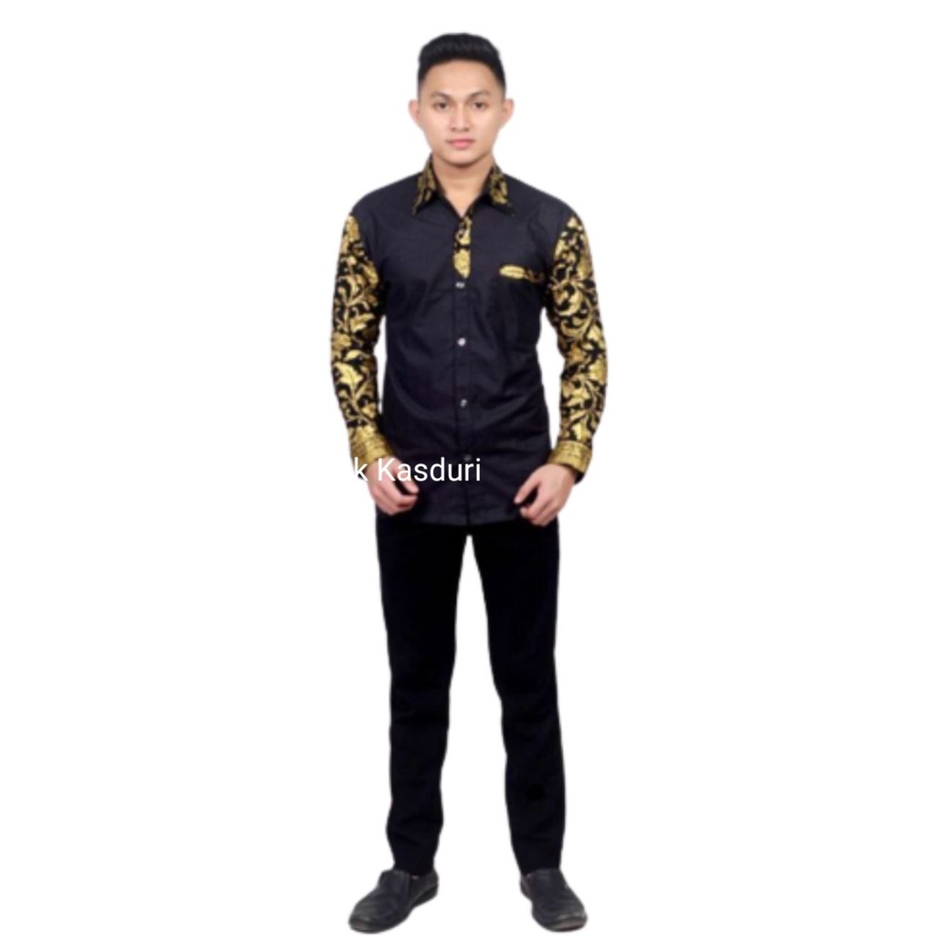 Kemeja Batik Pria Lengan Panjang Modern Ukuran M L XL XXL