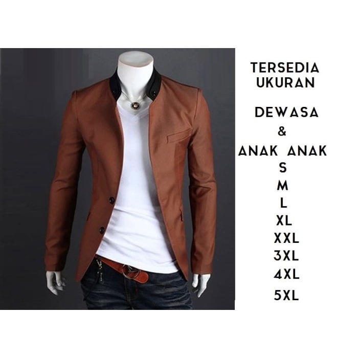 Coklat Lebaran - Blazer Jas Coklat Keren Pria Abu Korea Slim Anak Muda Lebaran Ramadhan