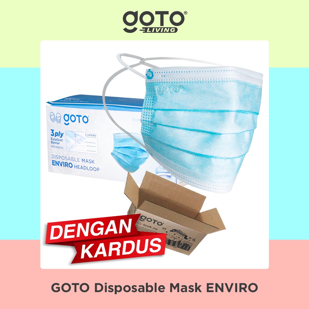 Goto Enviro Facemask Disposable Mask 3 Ply Masker Earloop 3Ply 50 pcs