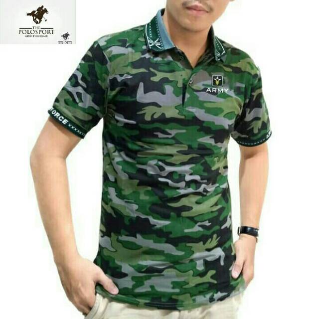 Kaos Branded " polo army Loreng "