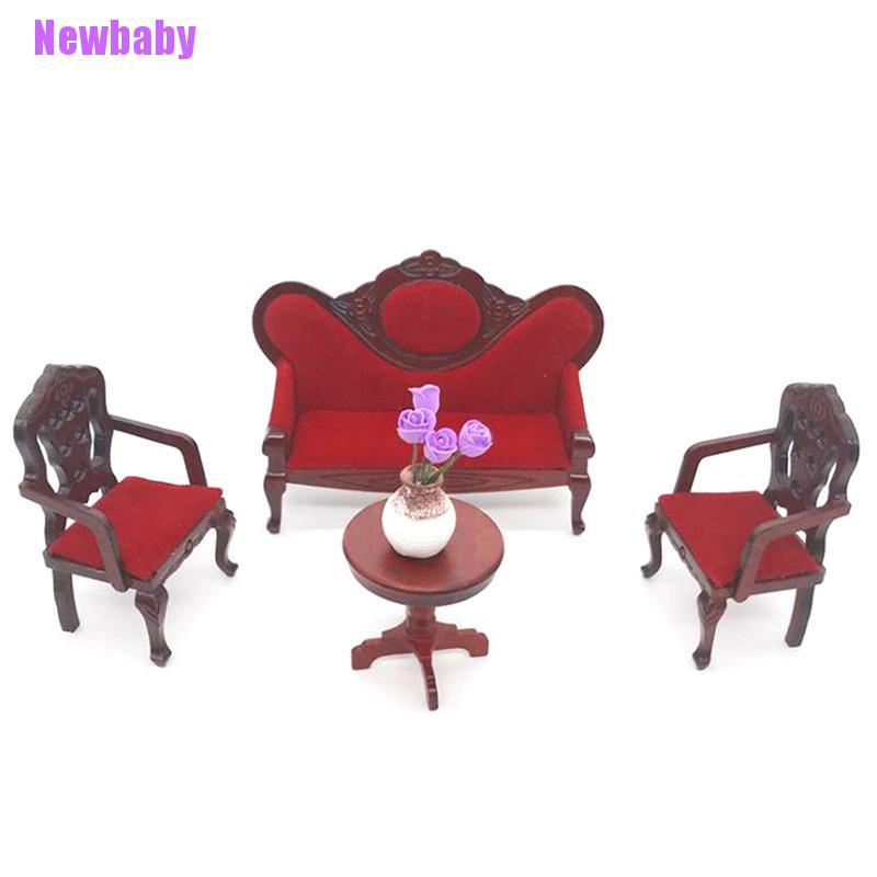 (Newbaby) 1 Set Miniatur Sofa Ruang Tamu Skala 1: 12 Untuk Rumah Boneka