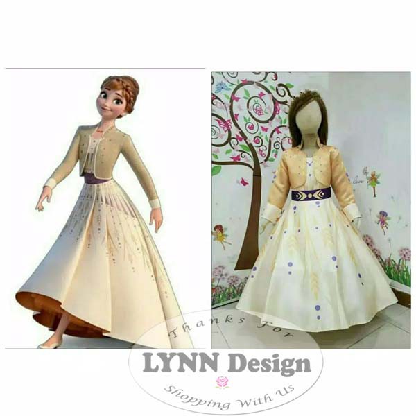 Baju Dress Kostum Princess Frozen 2 Anna Elsa Anak_Cerianti