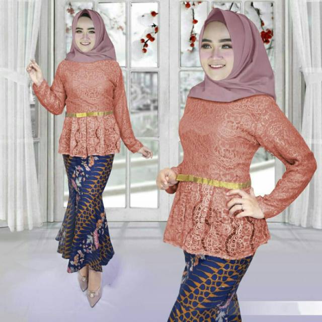 GSL - Setelan Kebaya Brukat Modern Setelan Wanita Kekinian Fashion Muslim Setelan Brukat Kondangan S