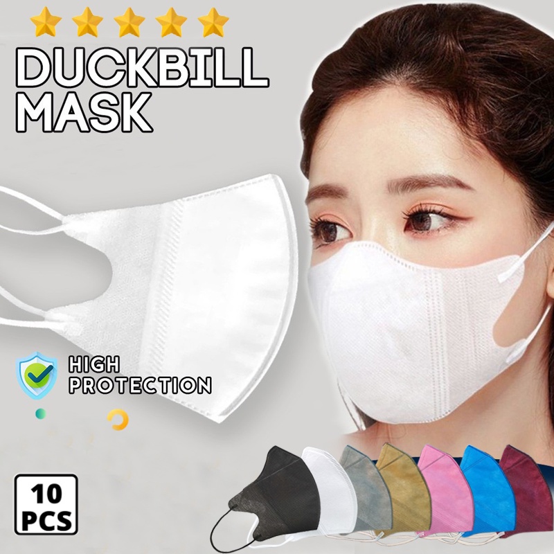 Masker Hijab Duckbill Face Mask Headloop Isi 5 pcs &amp; 10 Pcs Garis 3Ply Premium Quality Facemask Hijab