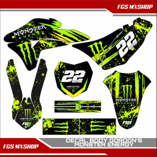 DECAL BODY GORDON KLX STICKER BODY TRAIL DECAL KLX SUPERMOTO D TRACKER SE DECAL MURAH MONSTER ENEEGY