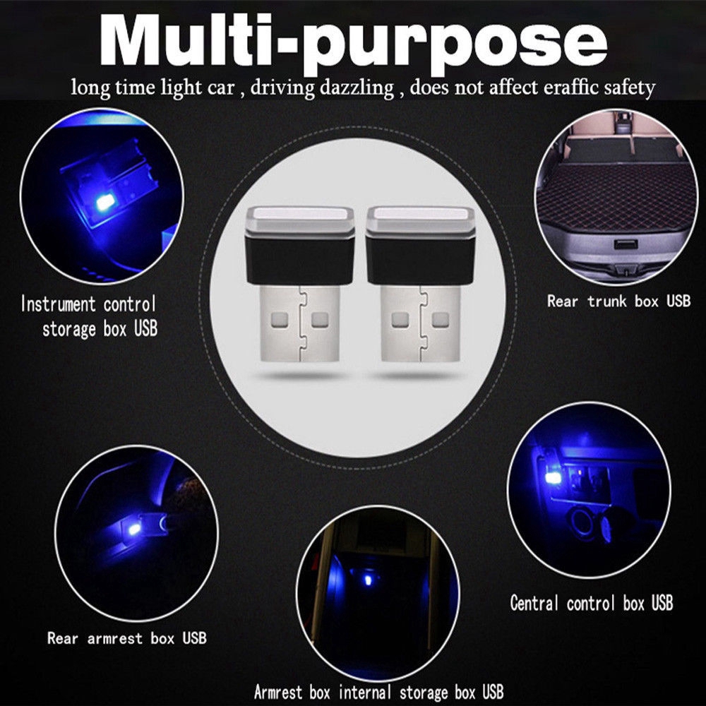 Ultra Blue USB Plug-In Miniature LED Car Interior Ambient