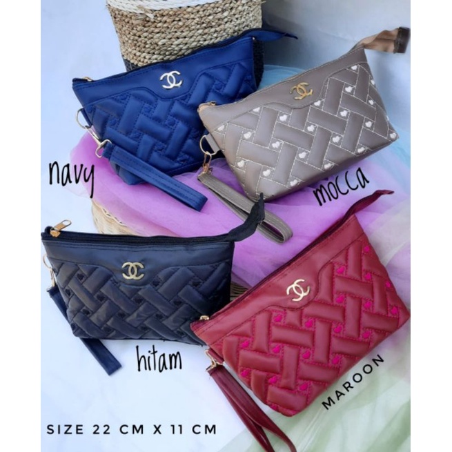 POUCH PUFFY BORDIR UNIK  SERBAGUNA