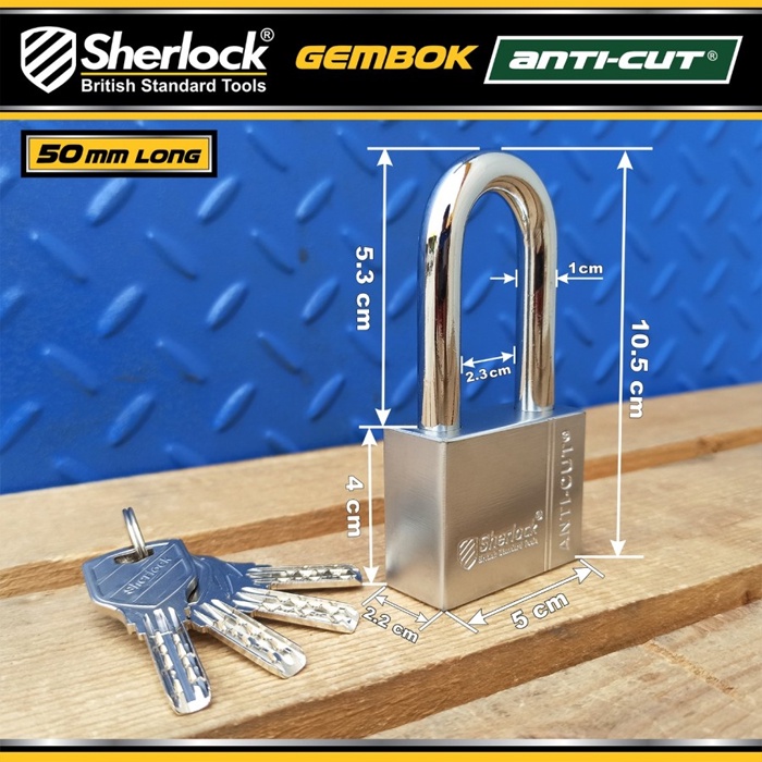 Gembok Original Sherlock Tools ANTI CUT 50 mm Panjang