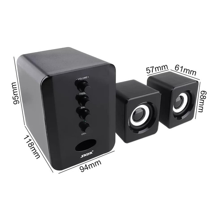 Speaker Bass Aktif Mini Subwoofer USB Stereo 2.1 Komputer Laptop Sada