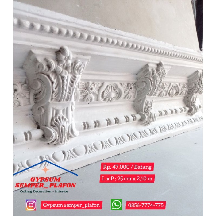 List Gypsum Motif Konde Kecil 25 cm / Lis Profil Plafon Gypsum Semper / Lis Profil Gipsum Motif Kond