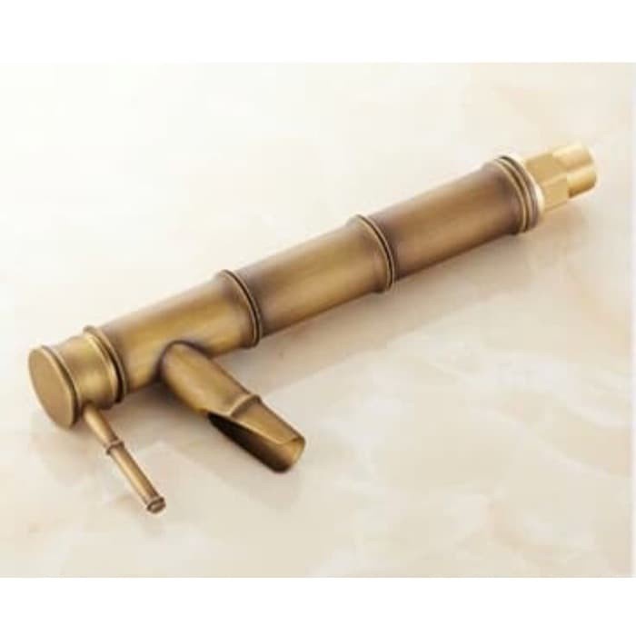 KRAN WASTAFEL KUNINGAN BAMBU BAMBOO KERAN ANTIK RETRO VINTAGE FAUCET