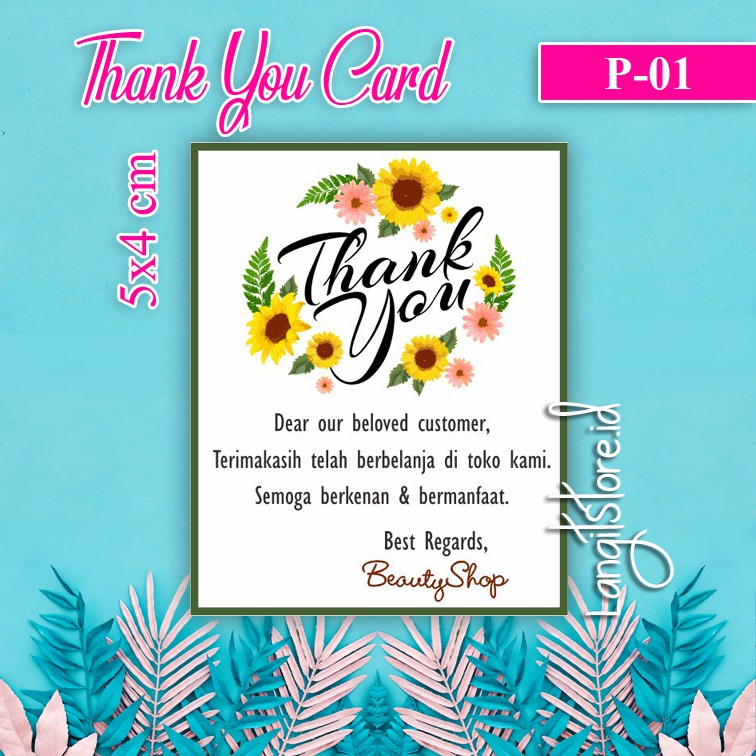 Thank You Card For Online Shop Kartu Ucapan Terima Kasih Portrait Thanks Card Indonesia