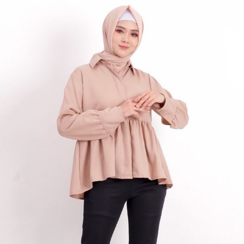ATASAN WANITA VARIASI KERUT LENGAN PANJANG A063-711
